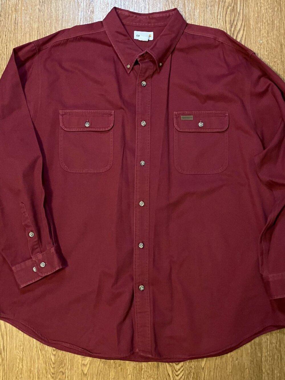 Carhartt Oakman Twill Work Shirt Mens 3XL Burgundy Button Up Heavyweight S09 DKR